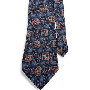 Requirements Silk Tie Geometric Blue Paisley